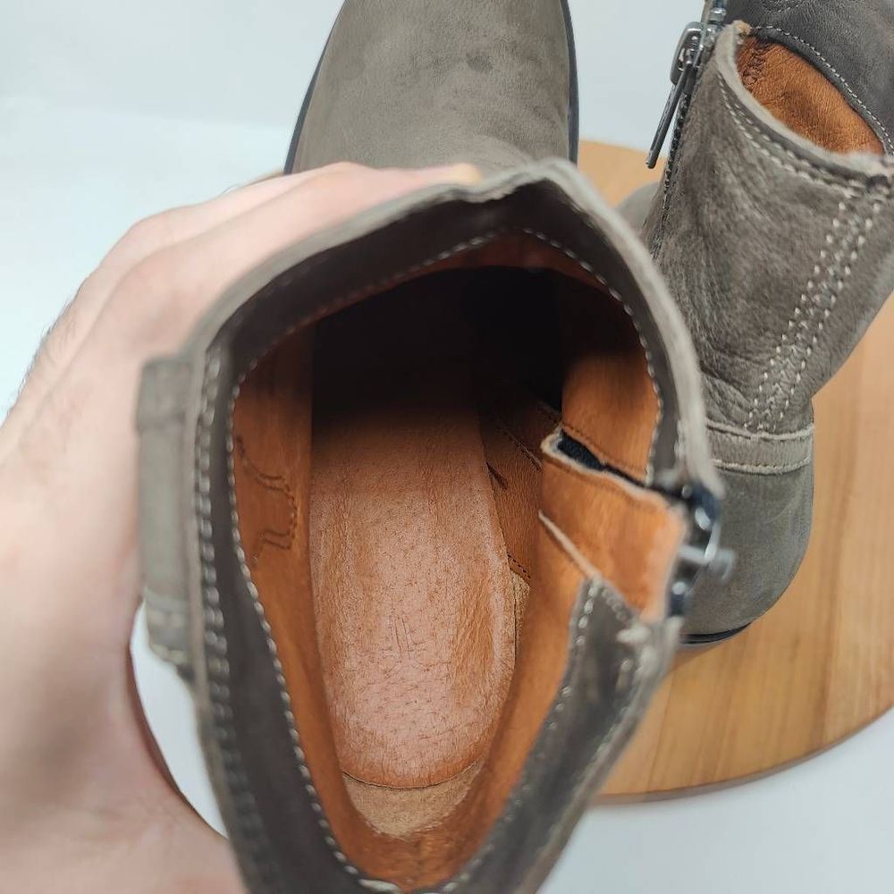 Frye Lillian Western Bootie- Womens- Size 7.5 B- Gray- Leather- Ankle Boots - Picture 7 of 11